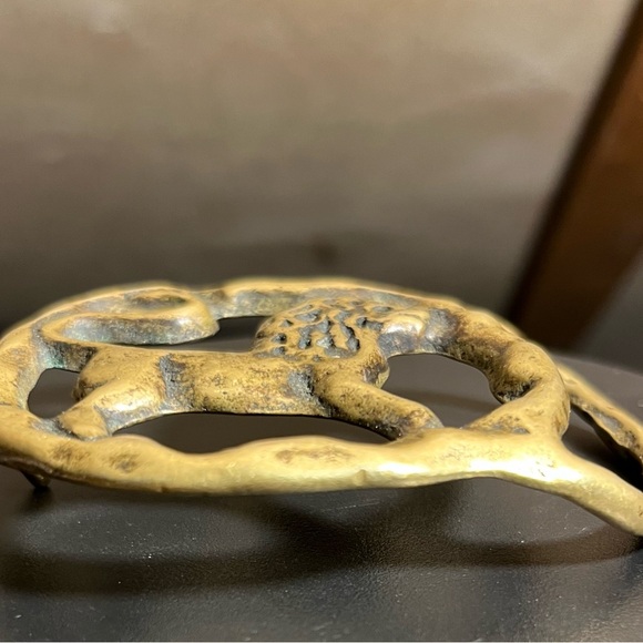 Vintage Hand Forged Brass LEO Zodiac Belt Buckle - Picture 5 of 8